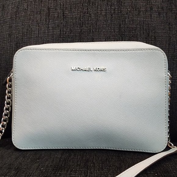 Michael Kors Women's Jet Set Crossbody Dusty Blue Leather Bag - Picture 2 of 10